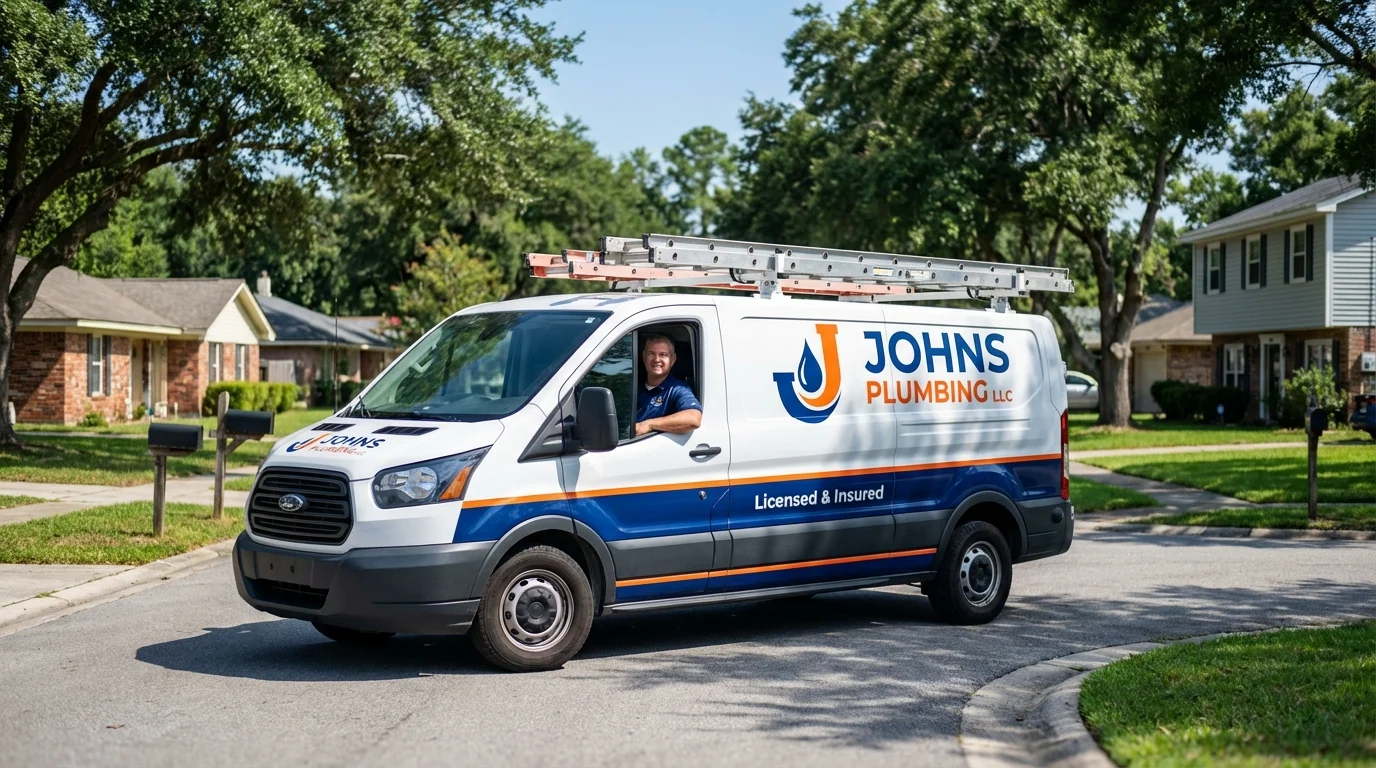 Johns Plumbing LLC service van in Rocky River, OH